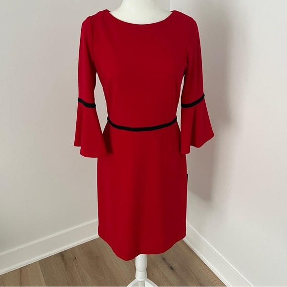 Tommy Hilfiger  New $99 Dress w/ Flutter Sleeves in Scarlet Red Size 4 *K23 - Picture 1 of 3